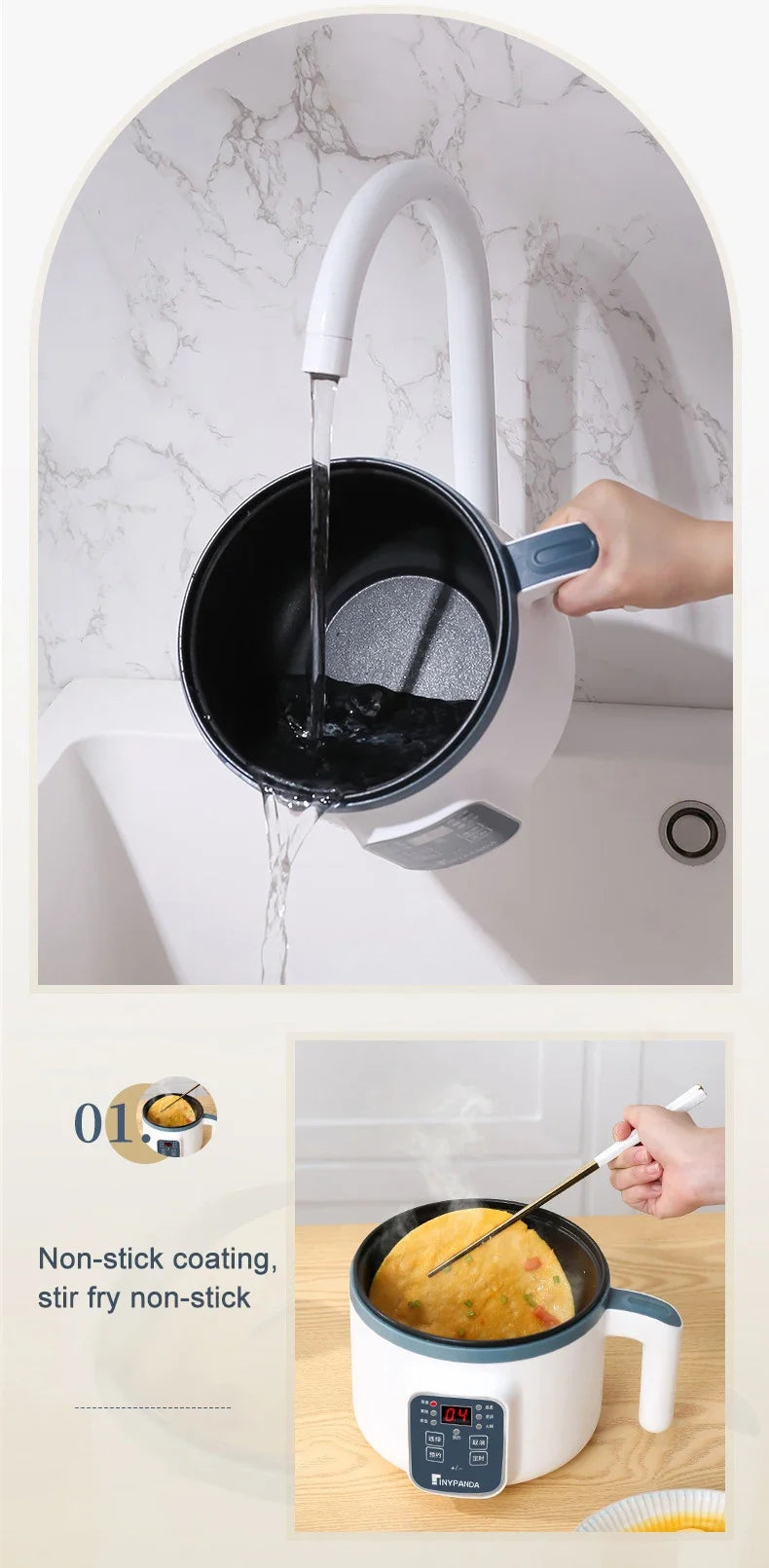 Rice cooker multi-function pot multi-function pot mini hot pot pot soup household appliances kitchen pot suitable for 1-3 people