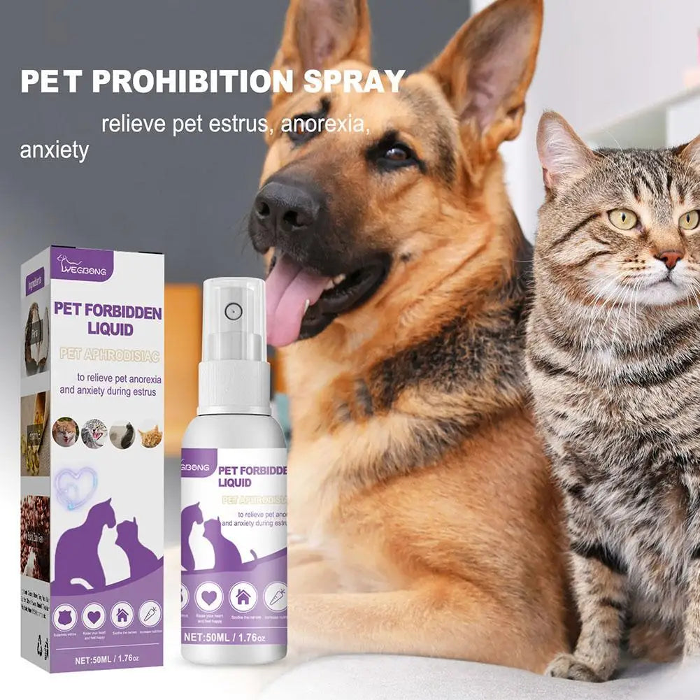 50ml Pet Calming Spray Prevent Howling Reduce Anxiety Soothe Mood Pet Dog Cat Estrus Calming Prohibition Spray Pet Supplies