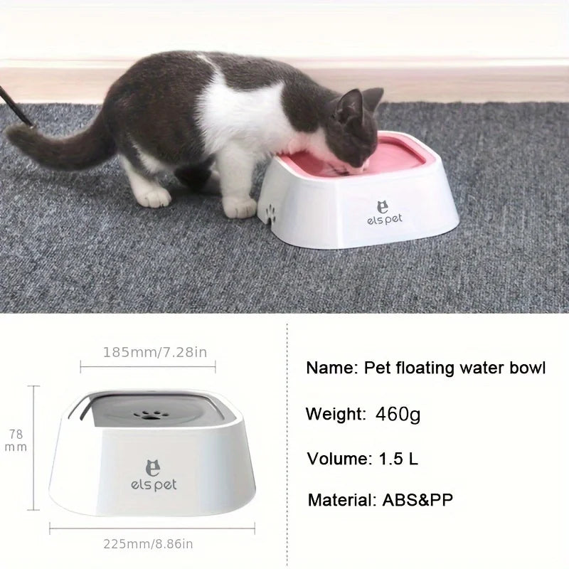 1.5L Dog Water Bowl Slow Feeder No-Spill Pet Dish Unique Design Prevents Quick Drinking for All Breeds