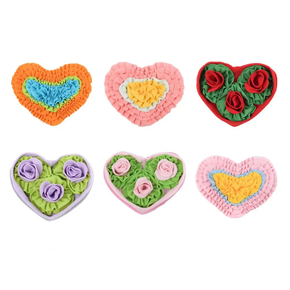 Interactive Snuffle Mat Dog Pet Dog Lick Mat Slow Feeding Sniffing Mat Heart Rose Flower Shape Interactive Dog Puzzle Toy