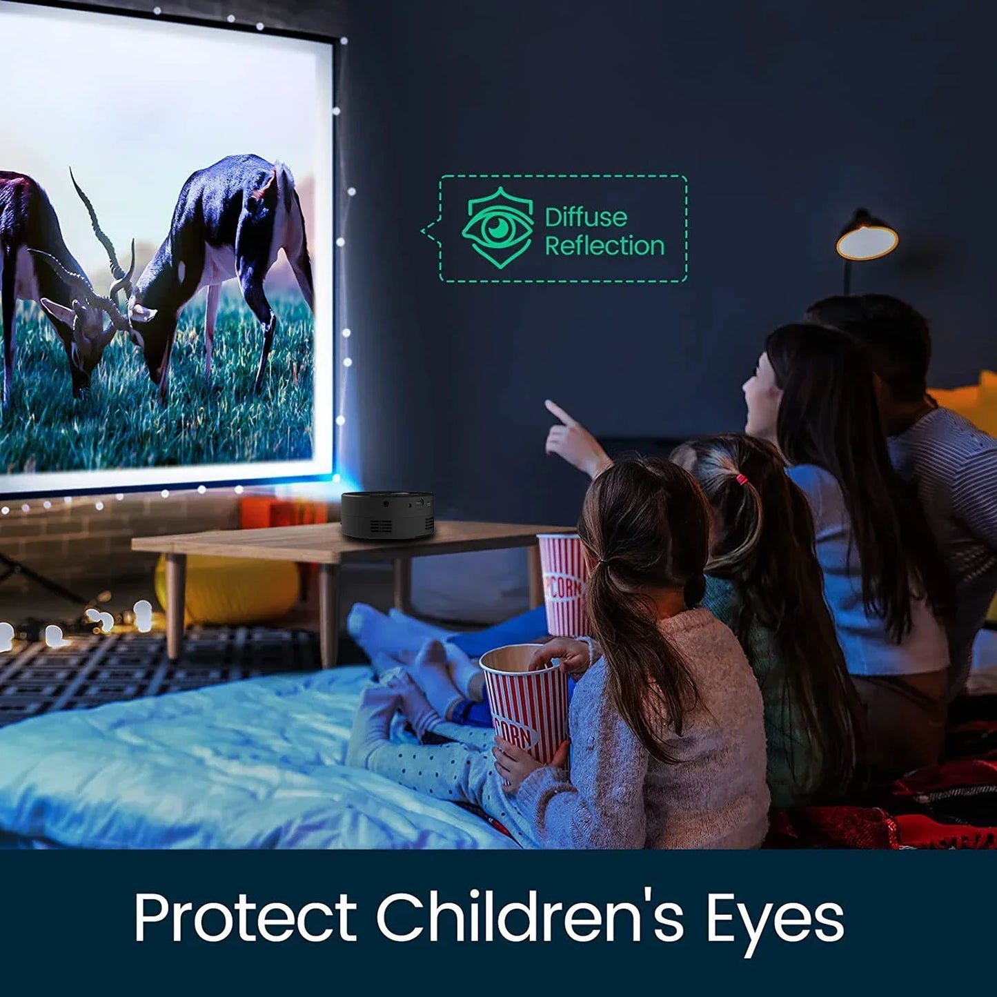 Mini Home Theater Projector, 180°Flexible Projection Angle 1080P Native USB Supports Smartphone Screen Sharing Suitable for Home