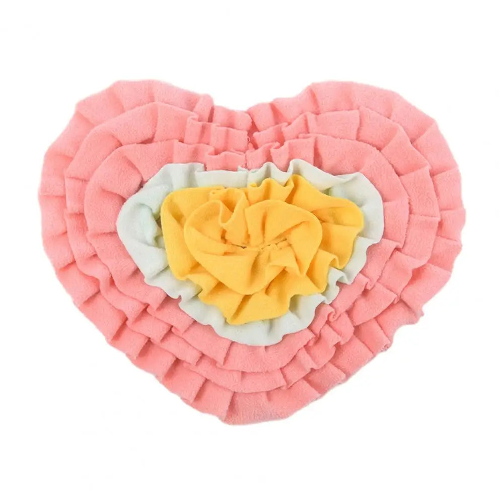 Interactive Snuffle Mat Dog Pet Dog Lick Mat Slow Feeding Sniffing Mat Heart Rose Flower Shape Interactive Dog Puzzle Toy