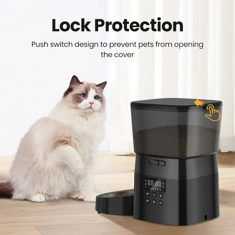 "MealMate™ Button Edition – Automatic Pet Feeder for Cat & Dog Dry Food Management"