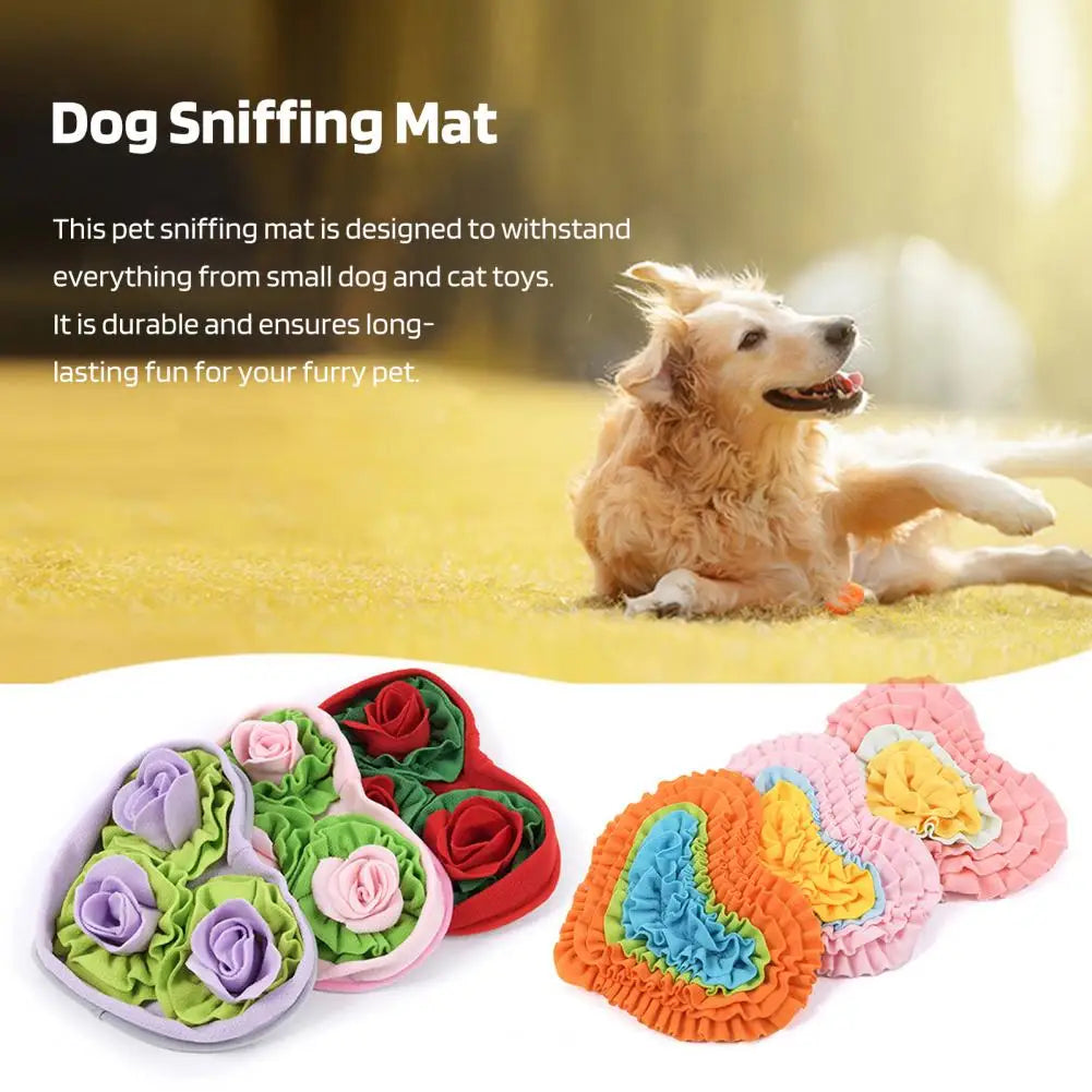 Interactive Snuffle Mat Dog Pet Dog Lick Mat Slow Feeding Sniffing Mat Heart Rose Flower Shape Interactive Dog Puzzle Toy