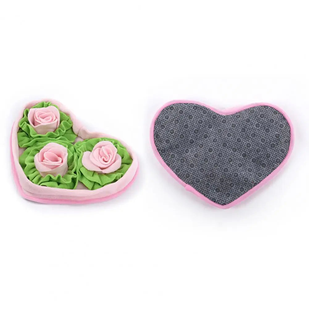 Interactive Snuffle Mat Dog Pet Dog Lick Mat Slow Feeding Sniffing Mat Heart Rose Flower Shape Interactive Dog Puzzle Toy