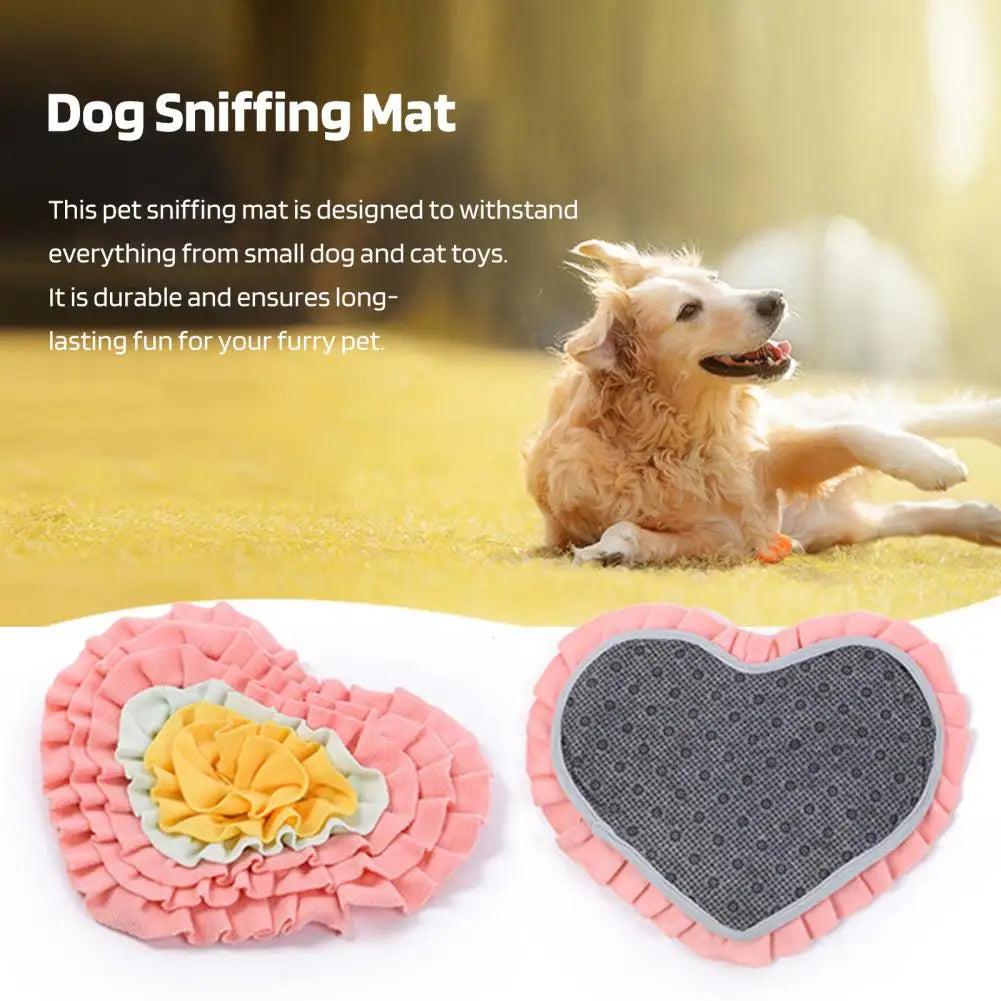 Interactive Snuffle Mat Dog Pet Dog Lick Mat Slow Feeding Sniffing Mat Heart Rose Flower Shape Interactive Dog Puzzle Toy