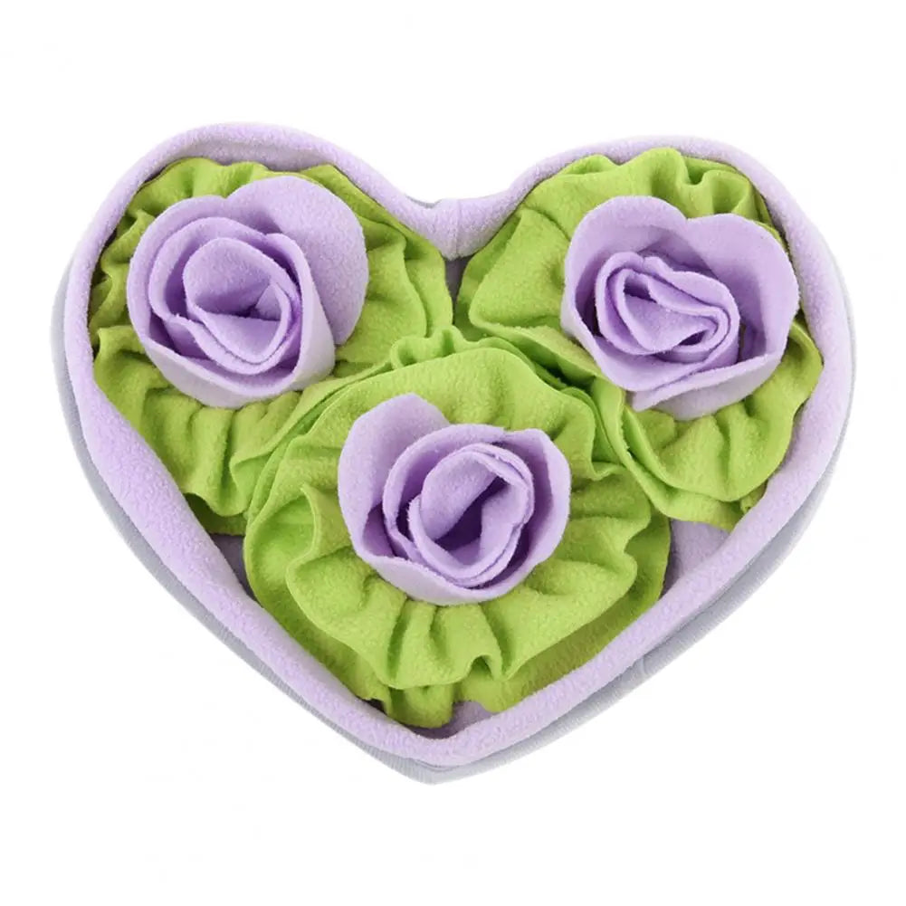Interactive Snuffle Mat Dog Pet Dog Lick Mat Slow Feeding Sniffing Mat Heart Rose Flower Shape Interactive Dog Puzzle Toy
