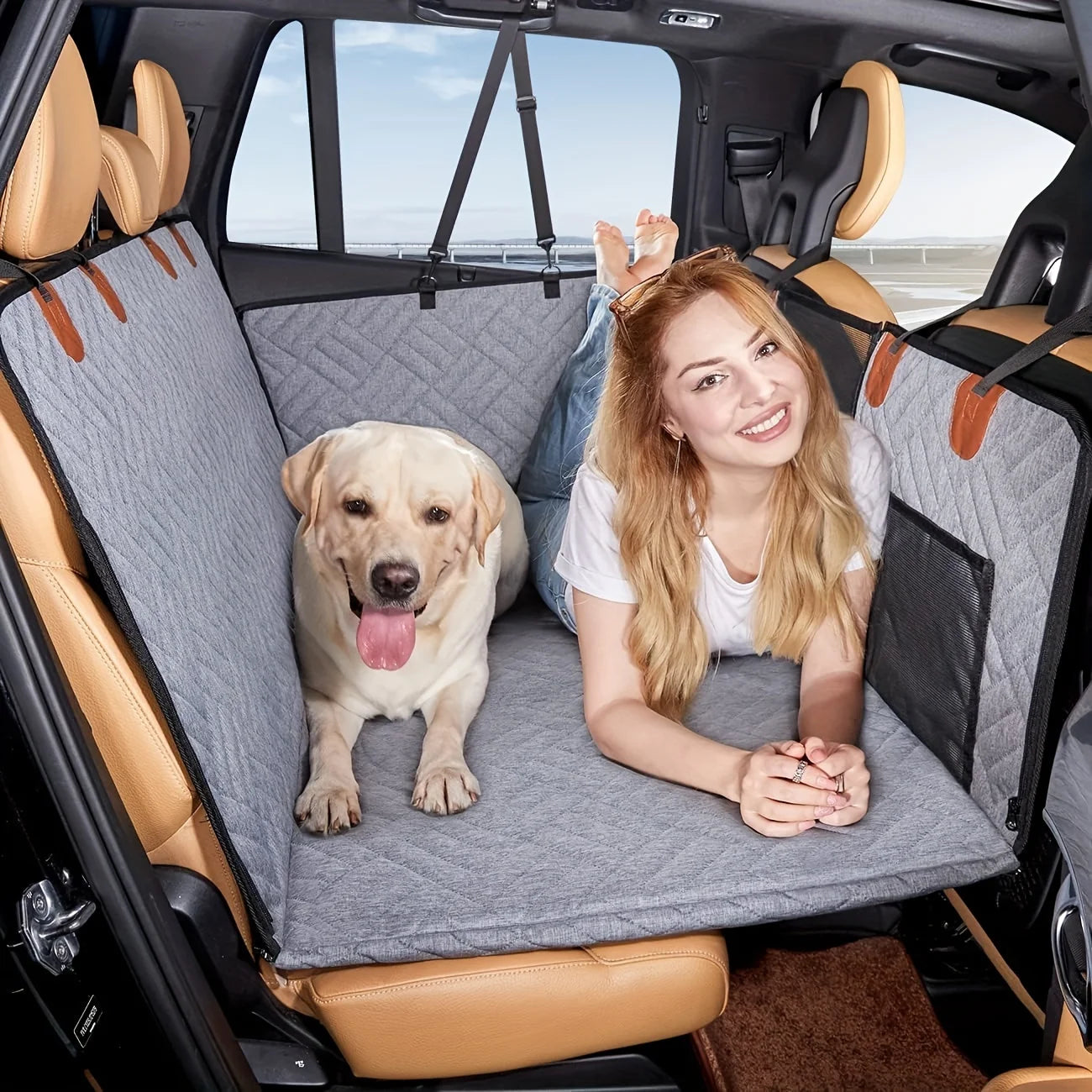 TailTrek™ ShieldSeat – Scratch-Proof Car Protector & Hammock for Pet Travel
