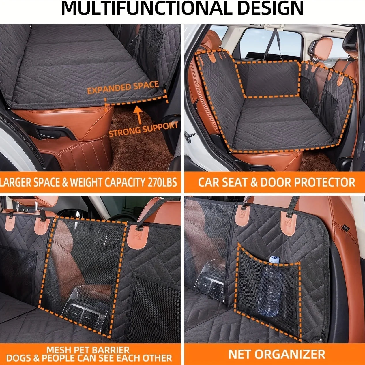 TailTrek™ ShieldSeat – Scratch-Proof Car Protector & Hammock for Pet Travel