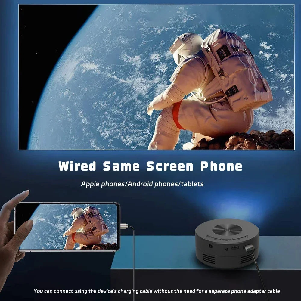 Mini Home Theater Projector, 180°Flexible Projection Angle 1080P Native USB Supports Smartphone Screen Sharing Suitable for Home
