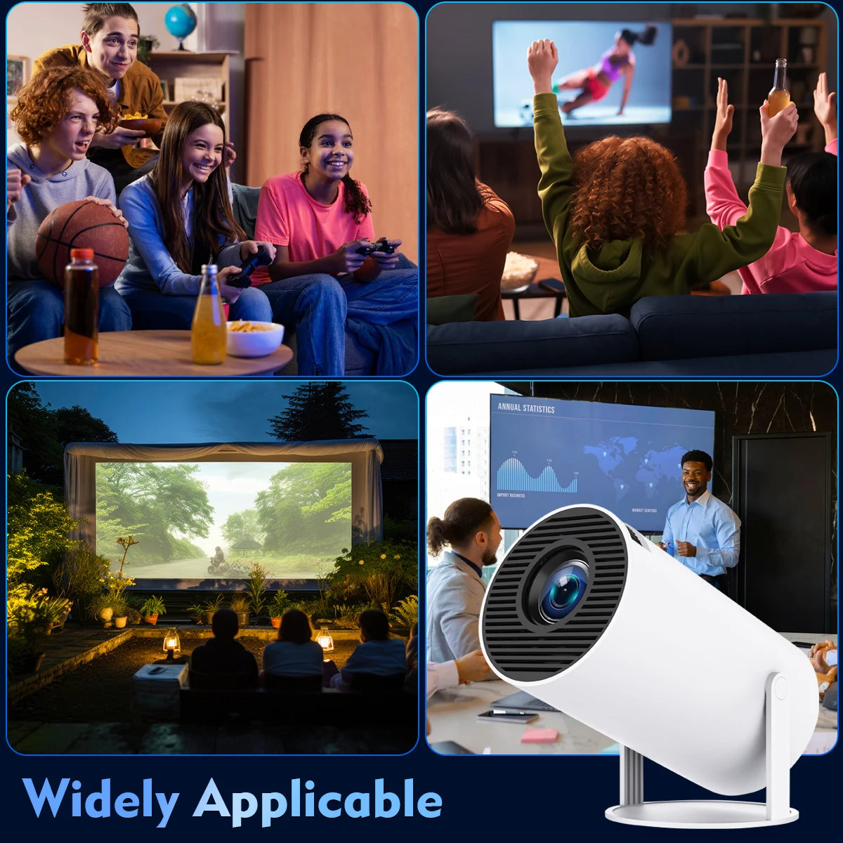 "NovaBeam™ HY300 Pro – Smart Home Theater Projector, 4K-Ready, Android 11, Dual Wi-Fi 6"