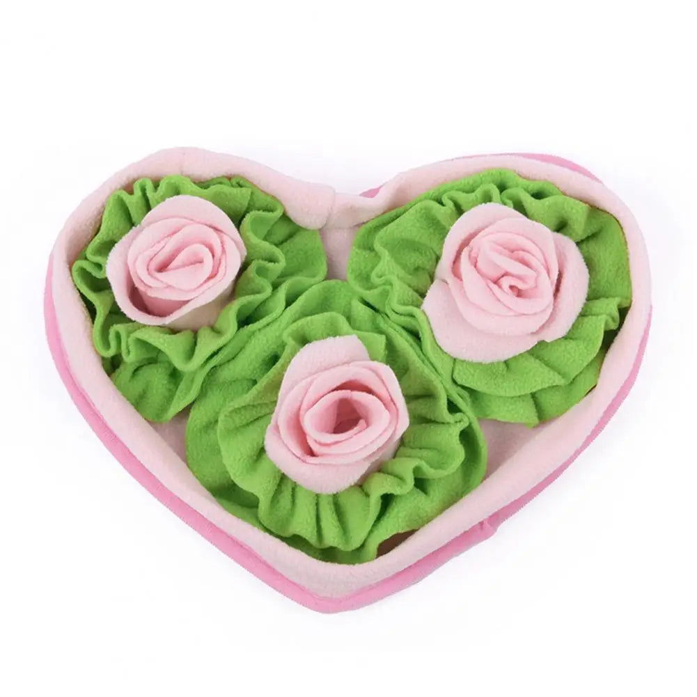 Interactive Snuffle Mat Dog Pet Dog Lick Mat Slow Feeding Sniffing Mat Heart Rose Flower Shape Interactive Dog Puzzle Toy