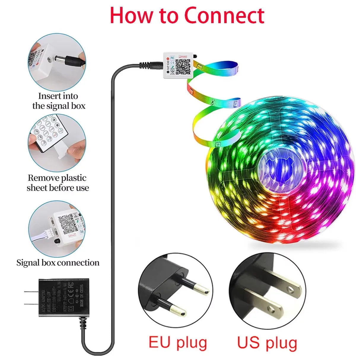 LED Strip Lights 24V 5050 RGB Led Light Flexible Lamp Tape Ribbon Luces Led Diode for Room Decor Lighting with EU US Plug 5m-40m