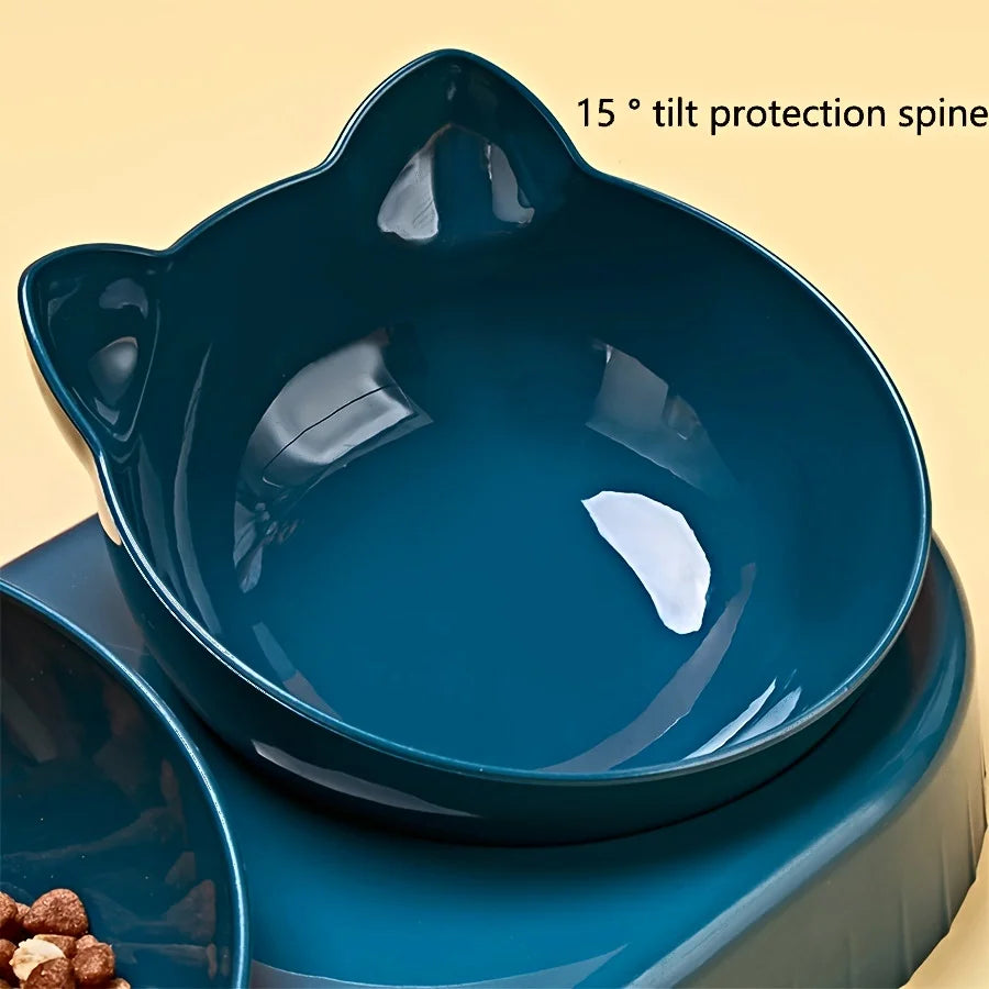 "FurEase™ TiltBowl Station – Cat & Dog Feeding Set with Automatic Water Refill Bottle"
