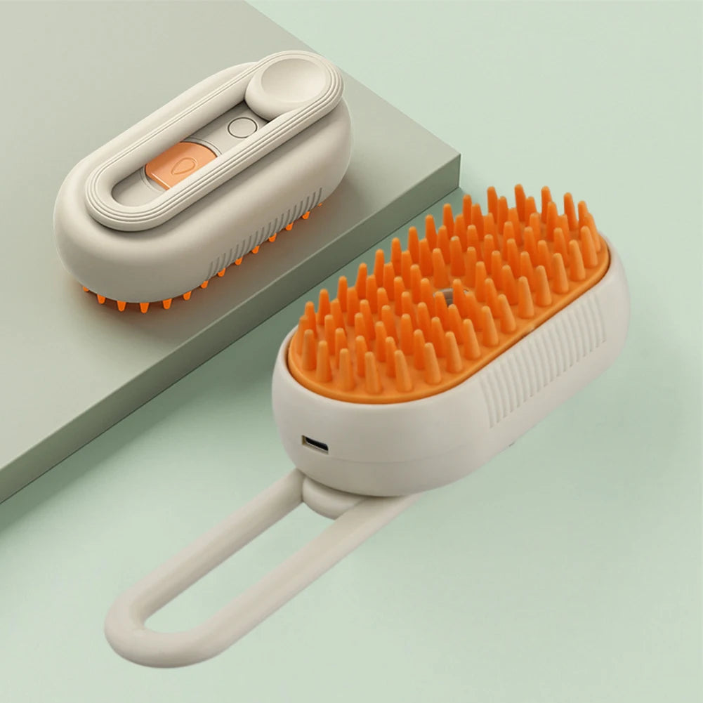 FurLuxe™ Steamy Pet Comb – USB Rechargeable Mist Brush for Cat & Dog Hair Care