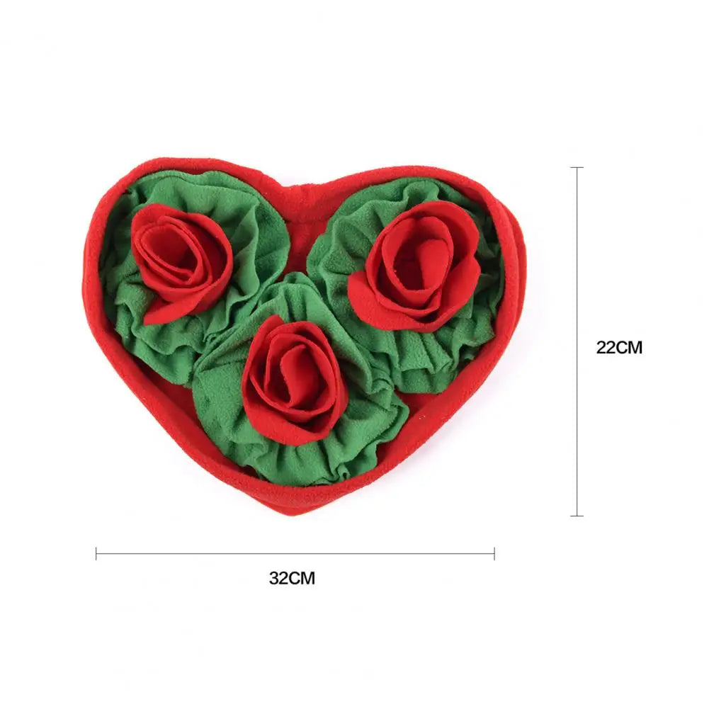 Interactive Snuffle Mat Dog Pet Dog Lick Mat Slow Feeding Sniffing Mat Heart Rose Flower Shape Interactive Dog Puzzle Toy