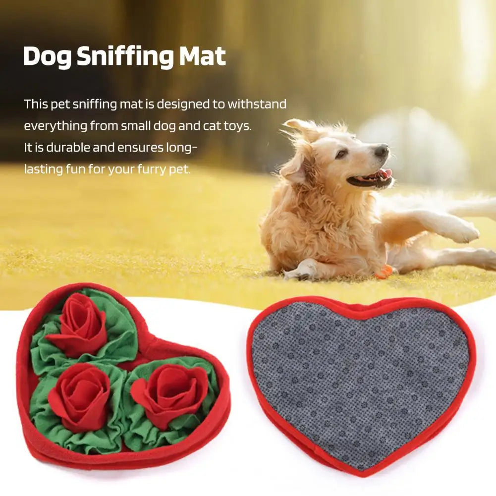 Interactive Snuffle Mat Dog Pet Dog Lick Mat Slow Feeding Sniffing Mat Heart Rose Flower Shape Interactive Dog Puzzle Toy