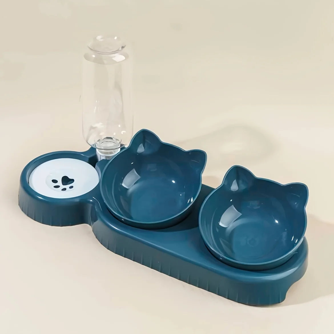 "FurEase™ TiltBowl Station – Cat & Dog Feeding Set with Automatic Water Refill Bottle"