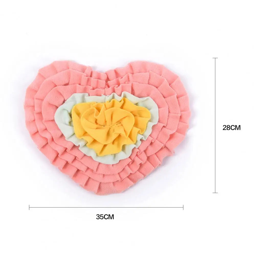 Interactive Snuffle Mat Dog Pet Dog Lick Mat Slow Feeding Sniffing Mat Heart Rose Flower Shape Interactive Dog Puzzle Toy