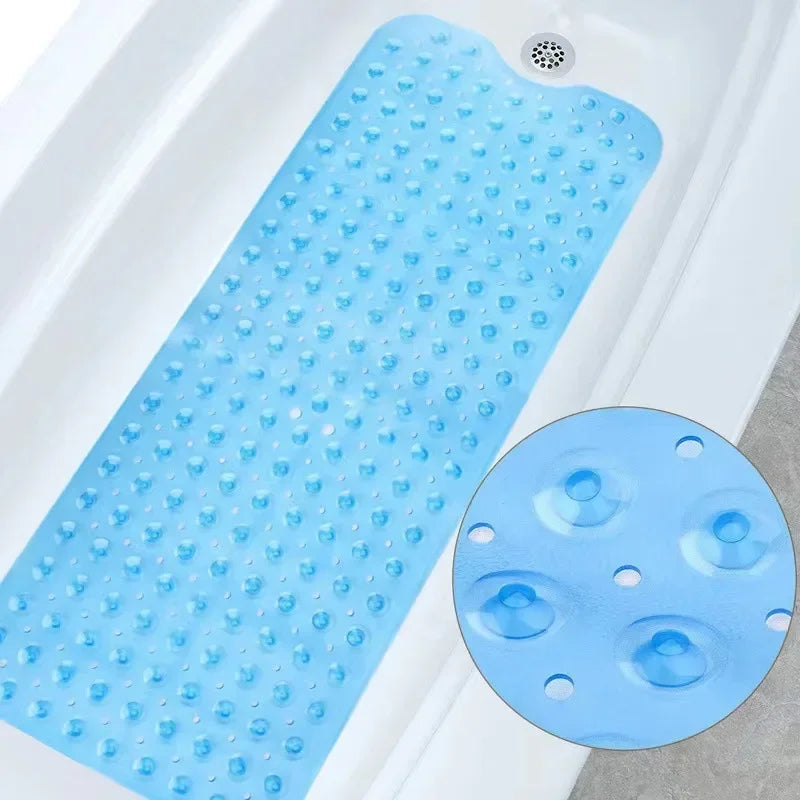 Bathroom Non Slip Bath Mat Bathtub Mat with Drain Holes and Suction Cups PVC Machine Washable Safe Bath Mat Bathroom Supplies