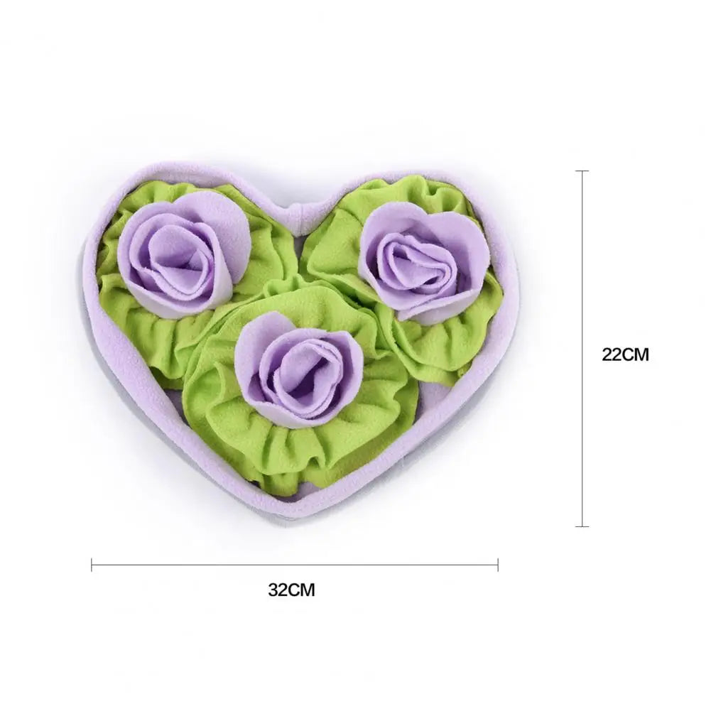 Interactive Snuffle Mat Dog Pet Dog Lick Mat Slow Feeding Sniffing Mat Heart Rose Flower Shape Interactive Dog Puzzle Toy