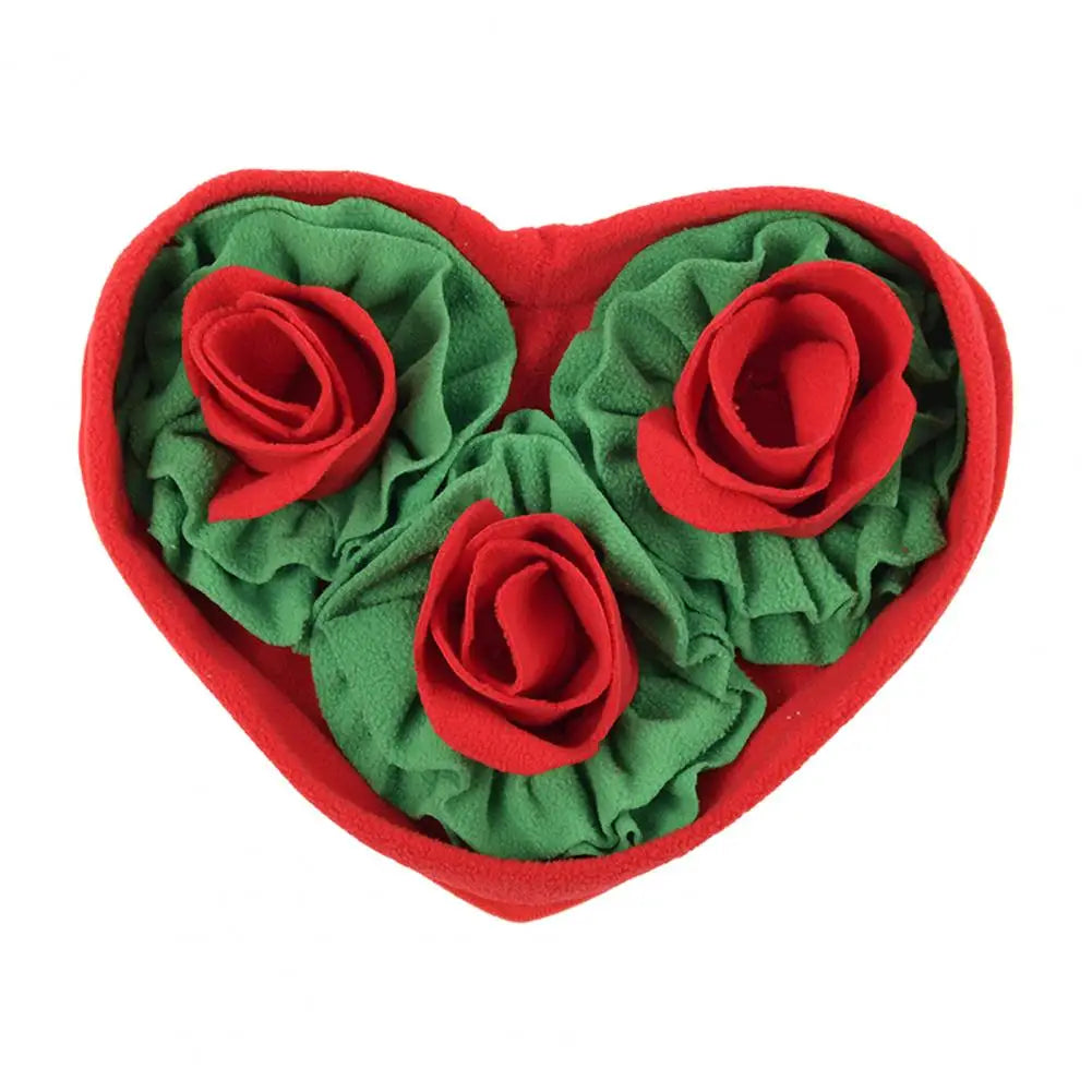 Interactive Snuffle Mat Dog Pet Dog Lick Mat Slow Feeding Sniffing Mat Heart Rose Flower Shape Interactive Dog Puzzle Toy