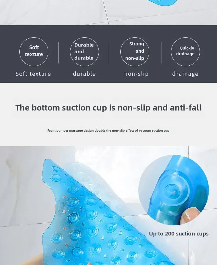 Bathroom Non Slip Bath Mat Bathtub Mat with Drain Holes and Suction Cups PVC Machine Washable Safe Bath Mat Bathroom Supplies