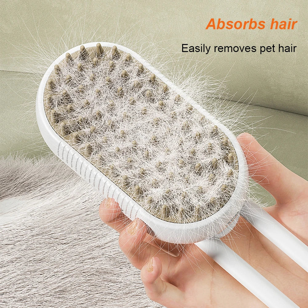FurLuxe™ Steamy Pet Comb – USB Rechargeable Mist Brush for Cat & Dog Hair Care