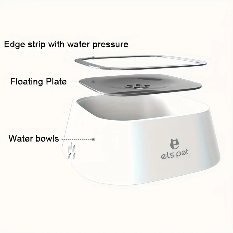 1.5L Dog Water Bowl Slow Feeder No-Spill Pet Dish Unique Design Prevents Quick Drinking for All Breeds