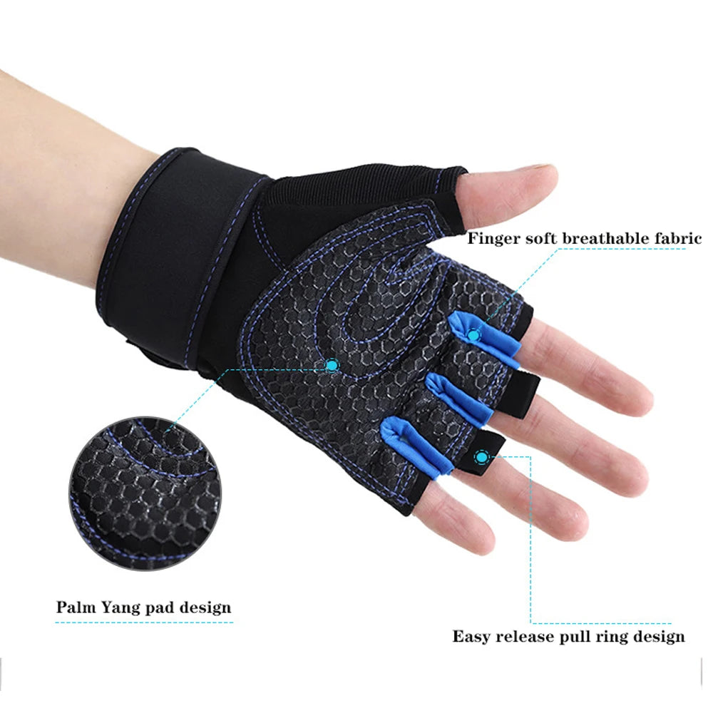 Gym Gloves for Men Women Fitness Weight Lifting Wristband Gloves Body Building Training Sports Exercise Cycling Glove Shockproof