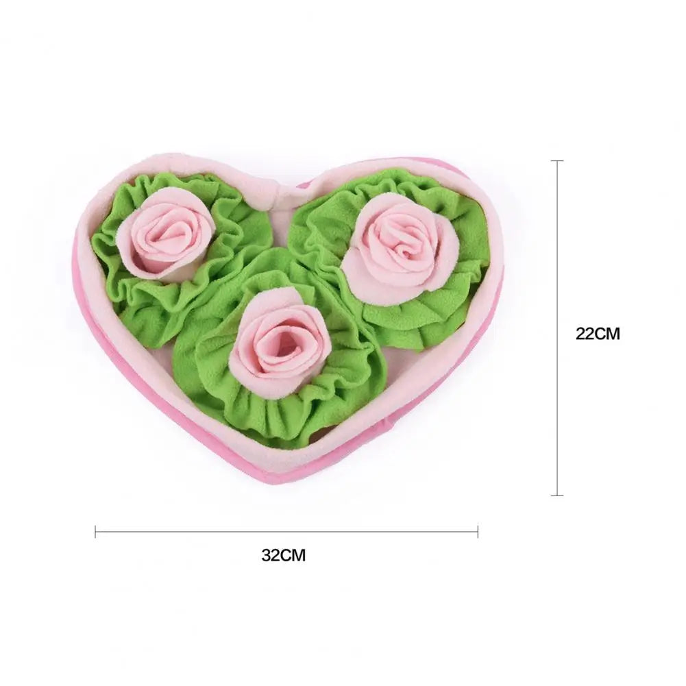 Interactive Snuffle Mat Dog Pet Dog Lick Mat Slow Feeding Sniffing Mat Heart Rose Flower Shape Interactive Dog Puzzle Toy