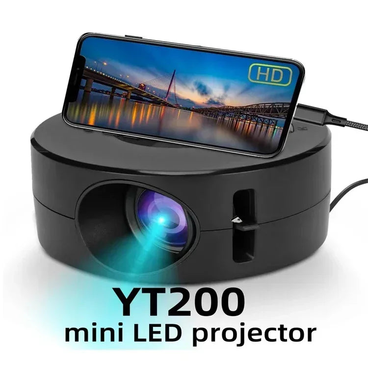 Mini Home Theater Projector, 180°Flexible Projection Angle 1080P Native USB Supports Smartphone Screen Sharing Suitable for Home