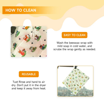 6 Packs (2S. 2M, 2L) reusable beeswax wrap for food fresh keeping Organic Food Wraps, Sandwich Wrap and Bowl Covers