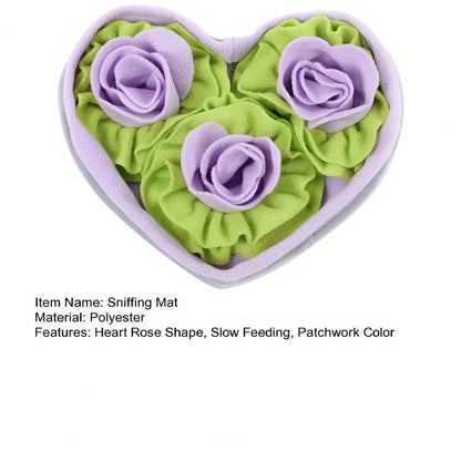 Interactive Snuffle Mat Dog Pet Dog Lick Mat Slow Feeding Sniffing Mat Heart Rose Flower Shape Interactive Dog Puzzle Toy