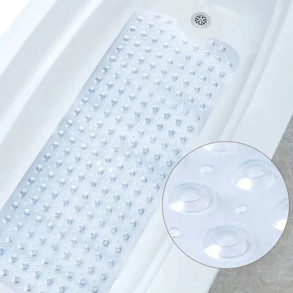 Bathroom Non Slip Bath Mat Bathtub Mat with Drain Holes and Suction Cups PVC Machine Washable Safe Bath Mat Bathroom Supplies