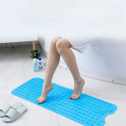 Bathroom Non Slip Bath Mat Bathtub Mat with Drain Holes and Suction Cups PVC Machine Washable Safe Bath Mat Bathroom Supplies