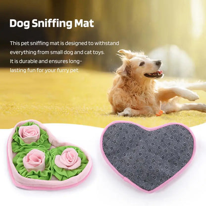 Interactive Snuffle Mat Dog Pet Dog Lick Mat Slow Feeding Sniffing Mat Heart Rose Flower Shape Interactive Dog Puzzle Toy