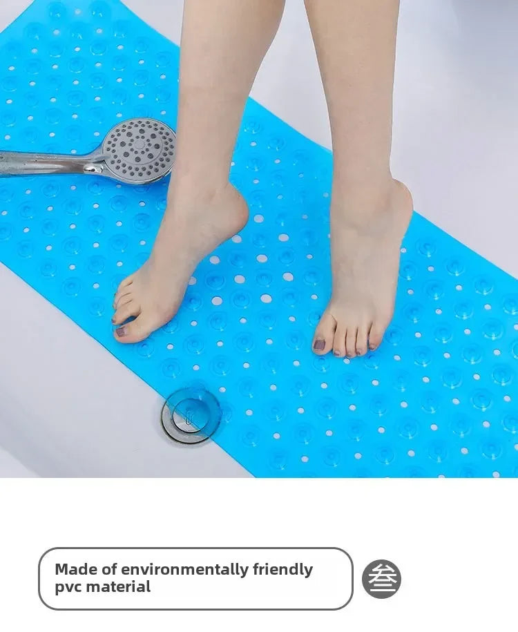 Bathroom Non Slip Bath Mat Bathtub Mat with Drain Holes and Suction Cups PVC Machine Washable Safe Bath Mat Bathroom Supplies