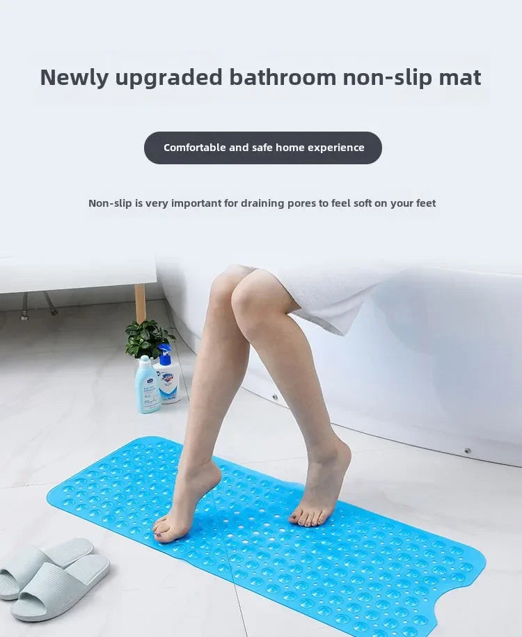 Bathroom Non Slip Bath Mat Bathtub Mat with Drain Holes and Suction Cups PVC Machine Washable Safe Bath Mat Bathroom Supplies