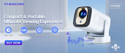 "NovaBeam™ HY300 Pro – Smart Home Theater Projector, 4K-Ready, Android 11, Dual Wi-Fi 6"