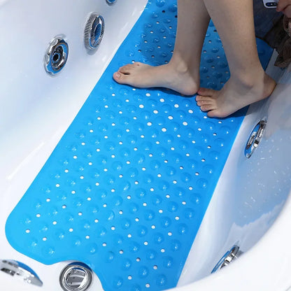 Bathroom Non Slip Bath Mat Bathtub Mat with Drain Holes and Suction Cups PVC Machine Washable Safe Bath Mat Bathroom Supplies