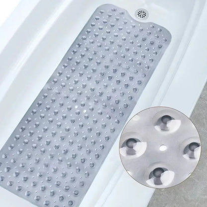 Bathroom Non Slip Bath Mat Bathtub Mat with Drain Holes and Suction Cups PVC Machine Washable Safe Bath Mat Bathroom Supplies