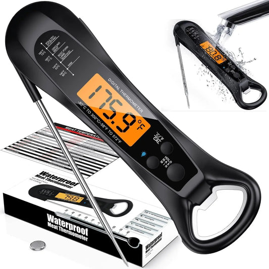 Instant Read Meat Thermometer for Cooking, Fast & Precise Digital Food Thermometer with Backlight, Magnet, Calibration, kitchen