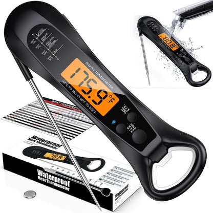 Instant Read Meat Thermometer for Cooking, Fast & Precise Digital Food Thermometer with Backlight, Magnet, Calibration, kitchen