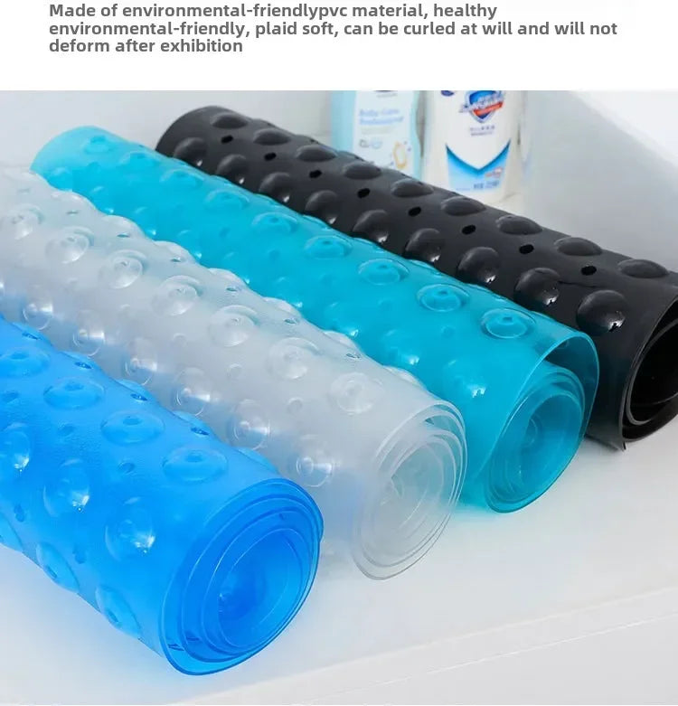 Bathroom Non Slip Bath Mat Bathtub Mat with Drain Holes and Suction Cups PVC Machine Washable Safe Bath Mat Bathroom Supplies