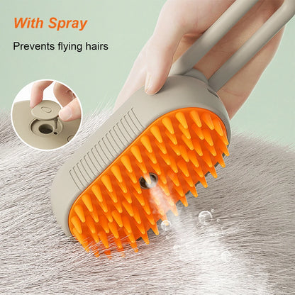 FurLuxe™ Steamy Pet Comb – USB Rechargeable Mist Brush for Cat & Dog Hair Care