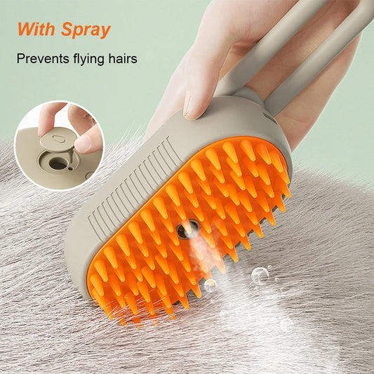 FurLuxe™ Steamy Pet Comb – USB Rechargeable Mist Brush for Cat & Dog Hair Care