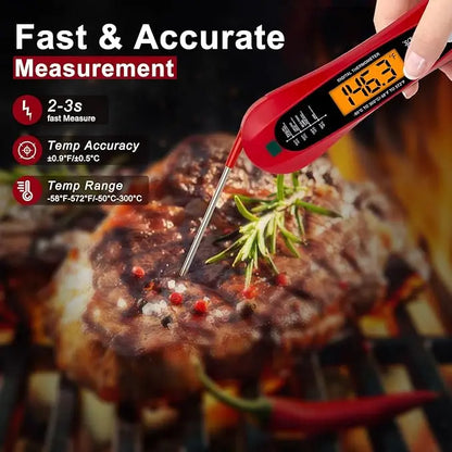 Instant Read Meat Thermometer for Cooking, Fast & Precise Digital Food Thermometer with Backlight, Magnet, Calibration, kitchen