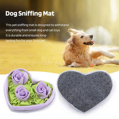 Interactive Snuffle Mat Dog Pet Dog Lick Mat Slow Feeding Sniffing Mat Heart Rose Flower Shape Interactive Dog Puzzle Toy
