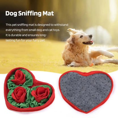 Interactive Snuffle Mat Dog Pet Dog Lick Mat Slow Feeding Sniffing Mat Heart Rose Flower Shape Interactive Dog Puzzle Toy